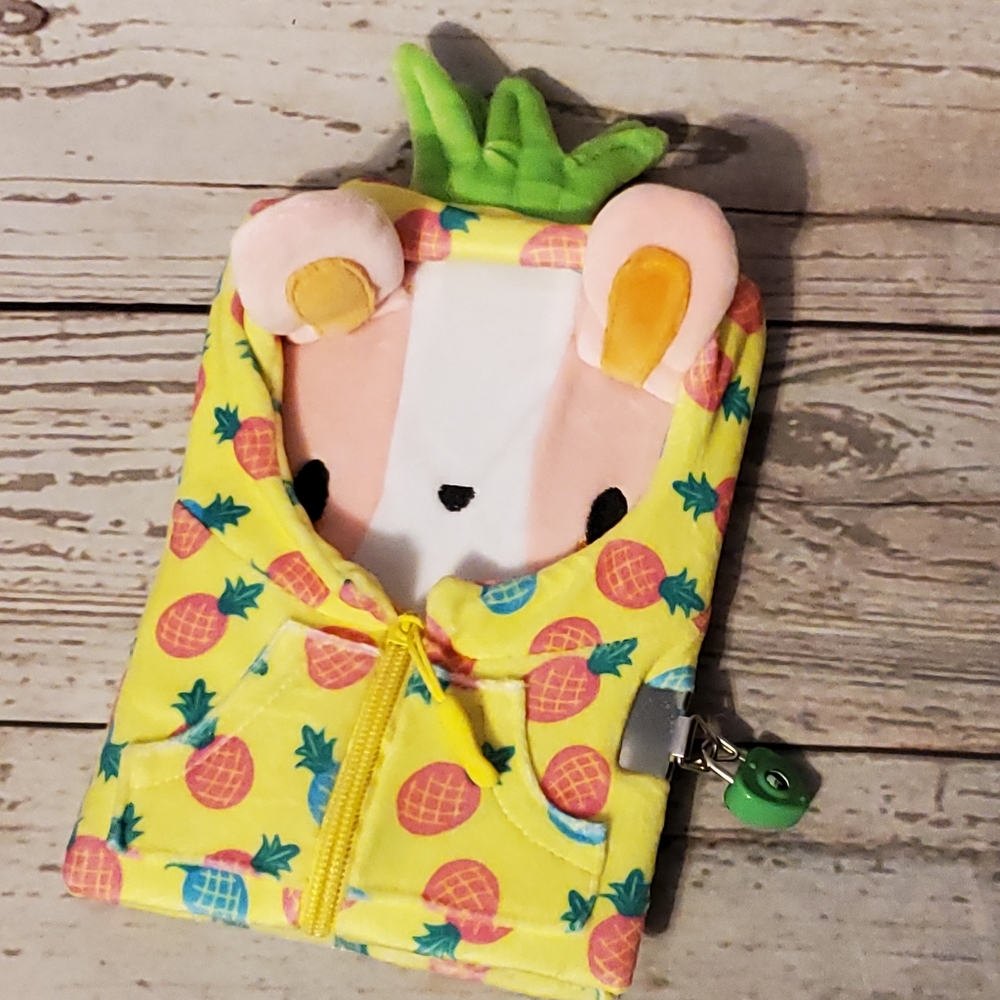 Claire's plush diary pineapple bunny 8 X 5 3/4 inches yellow, pink